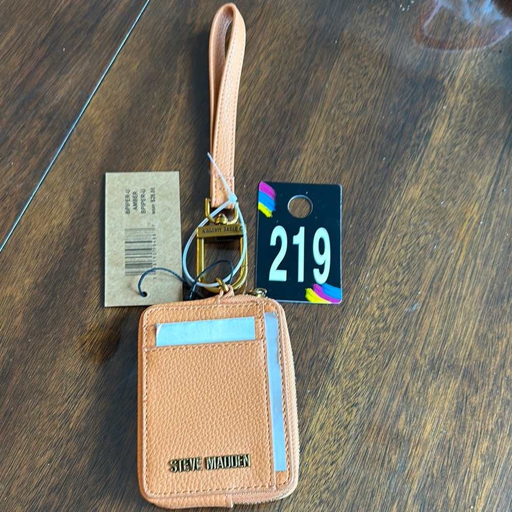 219,NWT Steve Madden Orange Card Holder with Keychain